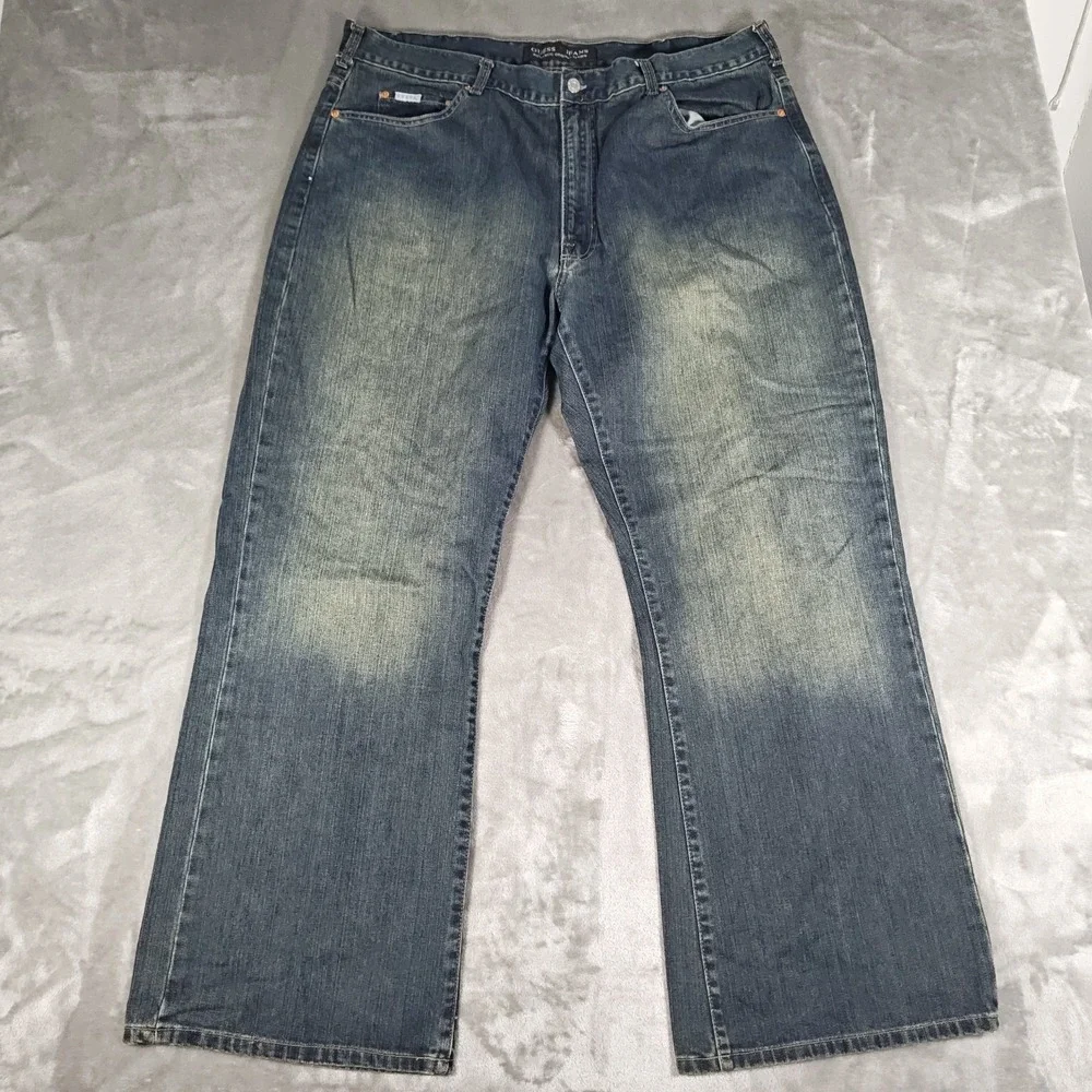 Vintage Guess Jeans Mens 40x29 Blue Baggy Wide Leg Y2K Faded Skater Hiphop
